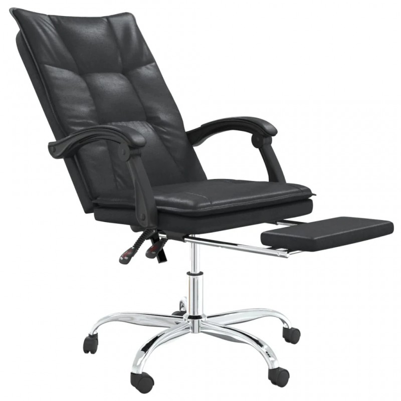 Reclining Office Chair Black Faux Leather Reclining Office Chair Black Faux Leather