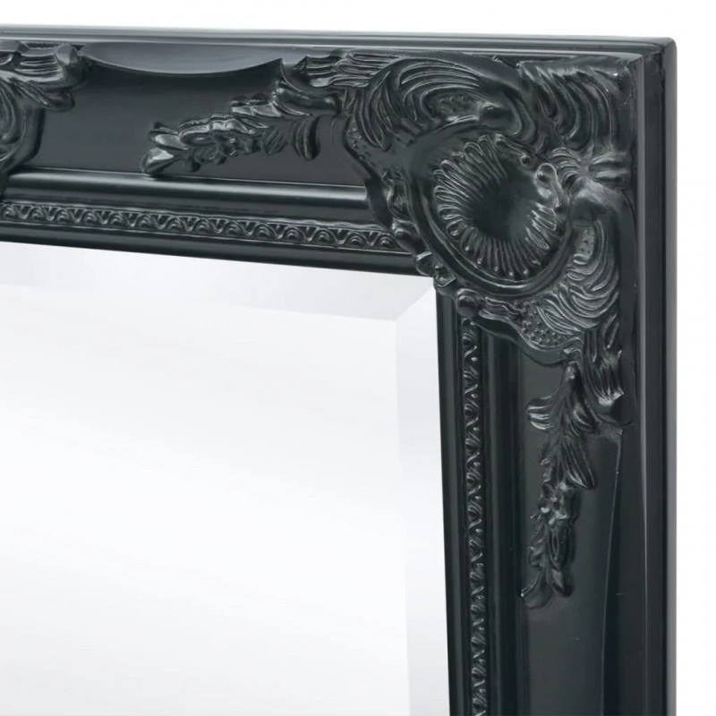 Wall Mirror Baroque Style 100x50 cm Black Wall Mirror Baroque Style 100x50 cm Black