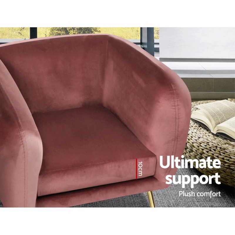 Artiss Armchair Lounge Sofa Arm Chair Accent Chairs Armchairs Couch Velvet Pink Artiss Armchair Lounge Sofa Arm Chair Accent Chairs Armchairs Couch Velvet Pink