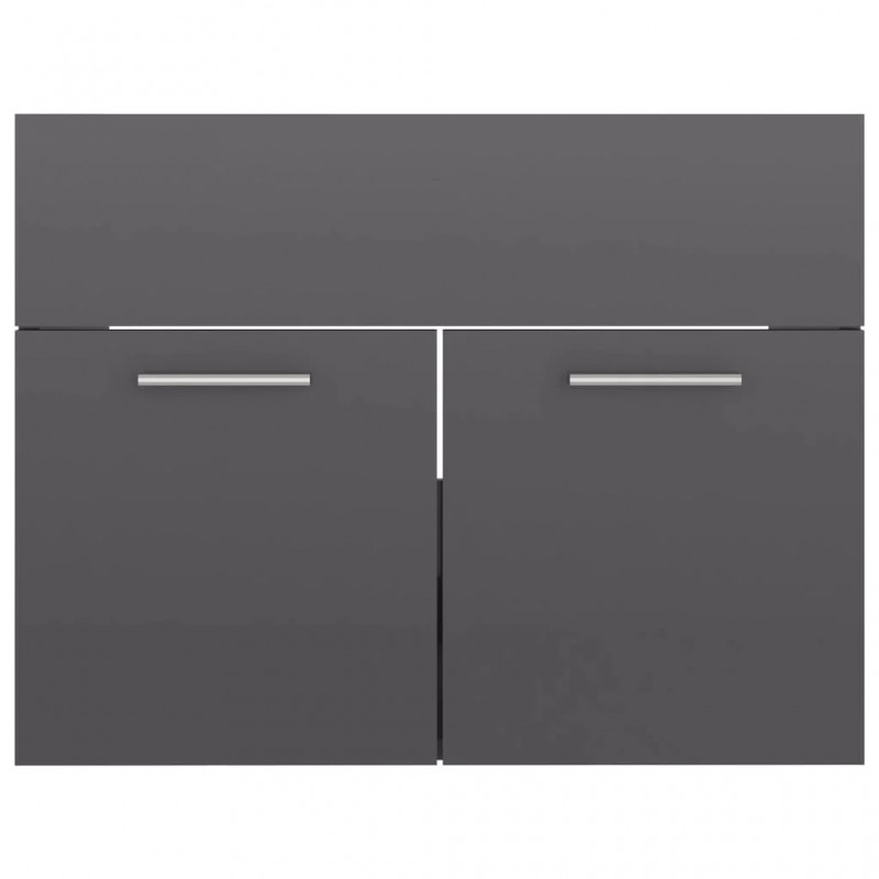 2 Piece Bathroom Furniture Set High Gloss Grey Engineered Wood 2 Piece Bathroom Furniture Set High Gloss Grey Engineered Wood