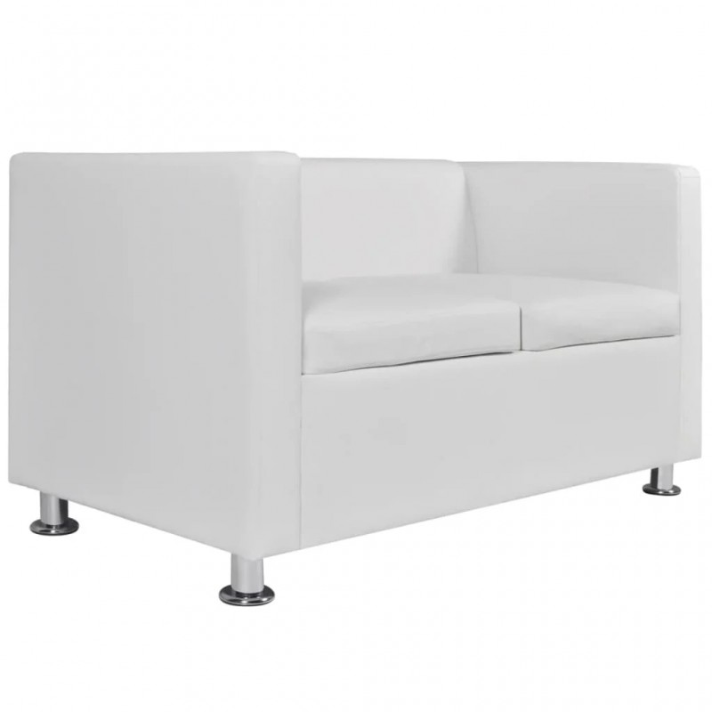 Sofa 2-Seater Artificial Leather White Sofa 2-Seater Artificial Leather White