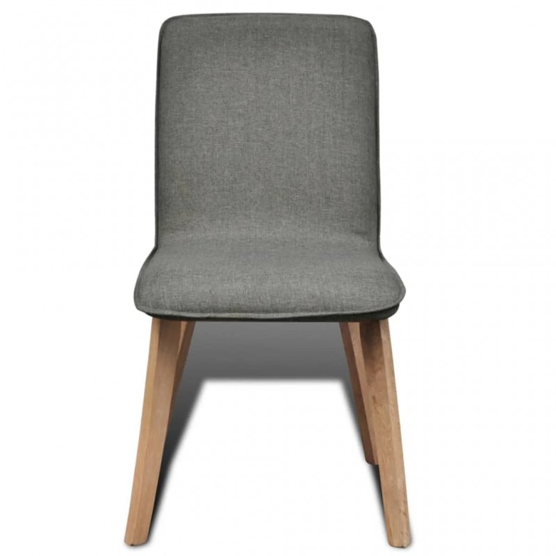 Dining Chairs 2 pcs Light Grey Fabric and Solid Oak Wood Dining Chairs 2 pcs Light Grey Fabric and Solid Oak Wood