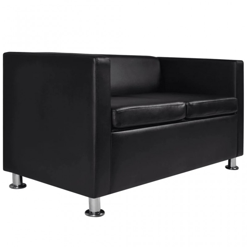 Sofa 2-Seater Artificial Leather Black Sofa 2-Seater Artificial Leather Black