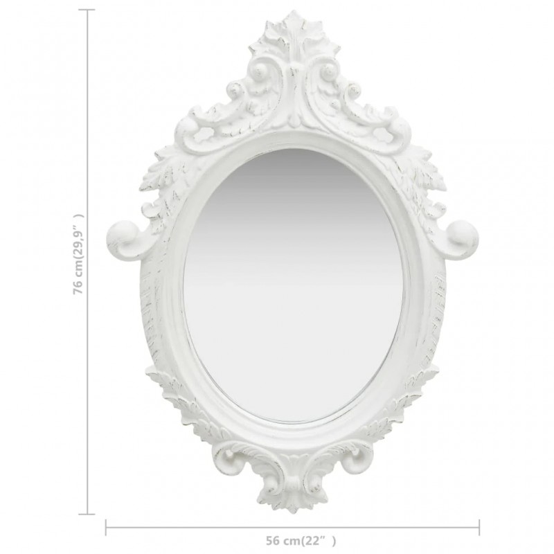 Wall Mirror Castle Style 56x76 cm White Wall Mirror Castle Style 56x76 cm White