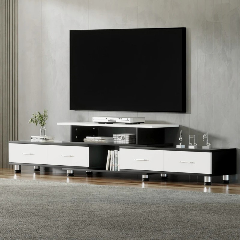 Artiss TV Cabinet Entertainment Unit Stand Wooden 160CM To 220CM Storage Drawers Black White Artiss TV Cabinet Entertainment Unit Stand Wooden 160CM To 220CM Storage Drawers Black White