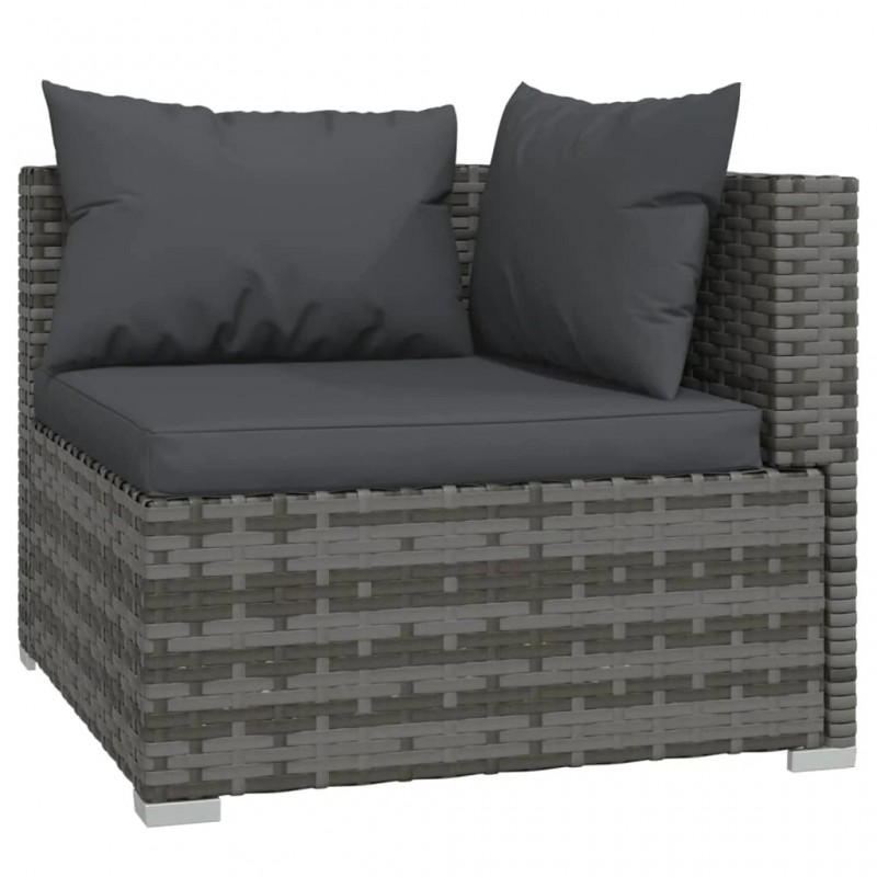 3-Seater Sofa with Cushions Grey Poly Rattan 3-Seater Sofa with Cushions Grey Poly Rattan