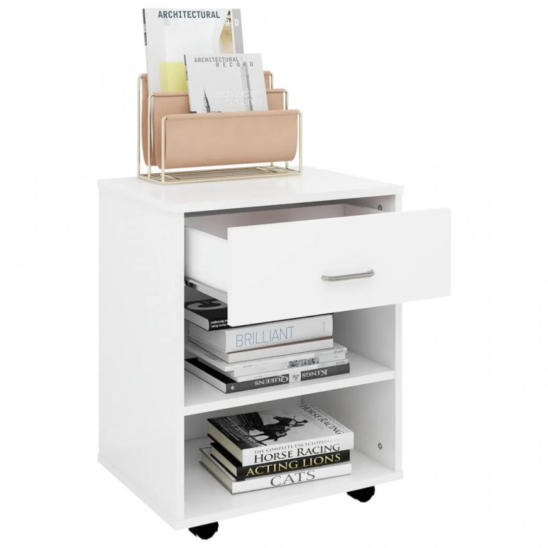Rolling Cabinet White 46x36x59 cm Engineered Wood Rolling Cabinet White 46x36x59 cm Engineered Wood