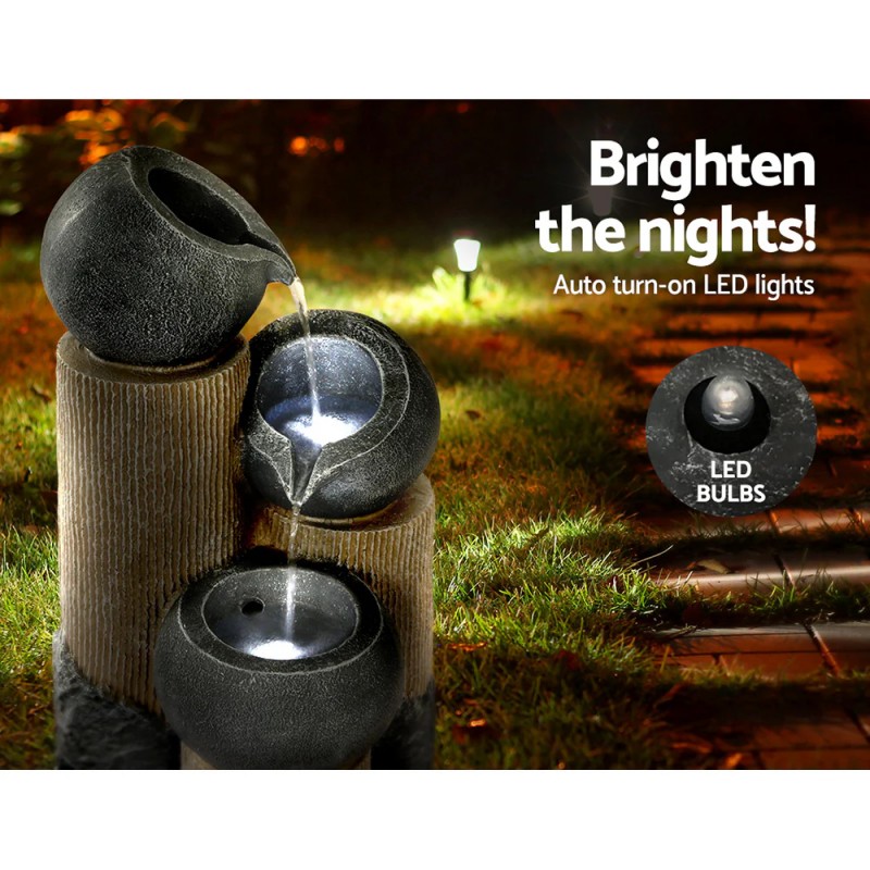 Gardeon Solar Water Feature with LED Lights 3 Tiers 76cm Gardeon Solar Water Feature with LED Lights 3 Tiers 76cm