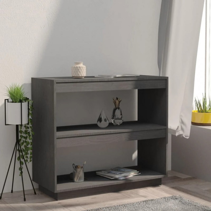 Book Cabinet Grey 80x35x71 cm Solid Pinewood Book Cabinet Grey 80x35x71 cm Solid Pinewood