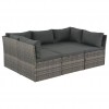 4 Piece Garden Lounge Set with Cushions Poly Rattan Grey