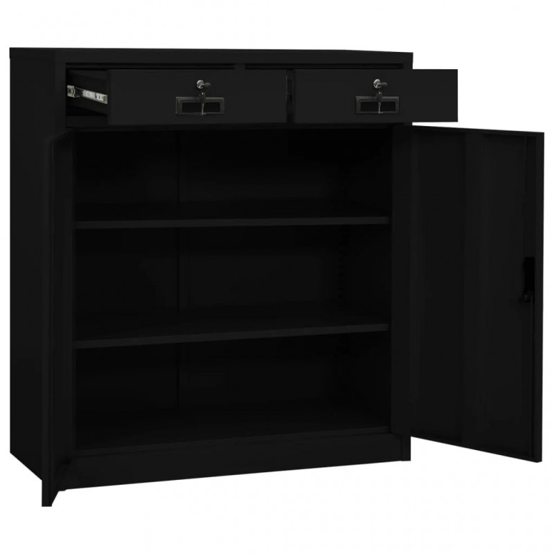 Office Cabinet Black 90x40x102 cm Steel Office Cabinet Black 90x40x102 cm Steel