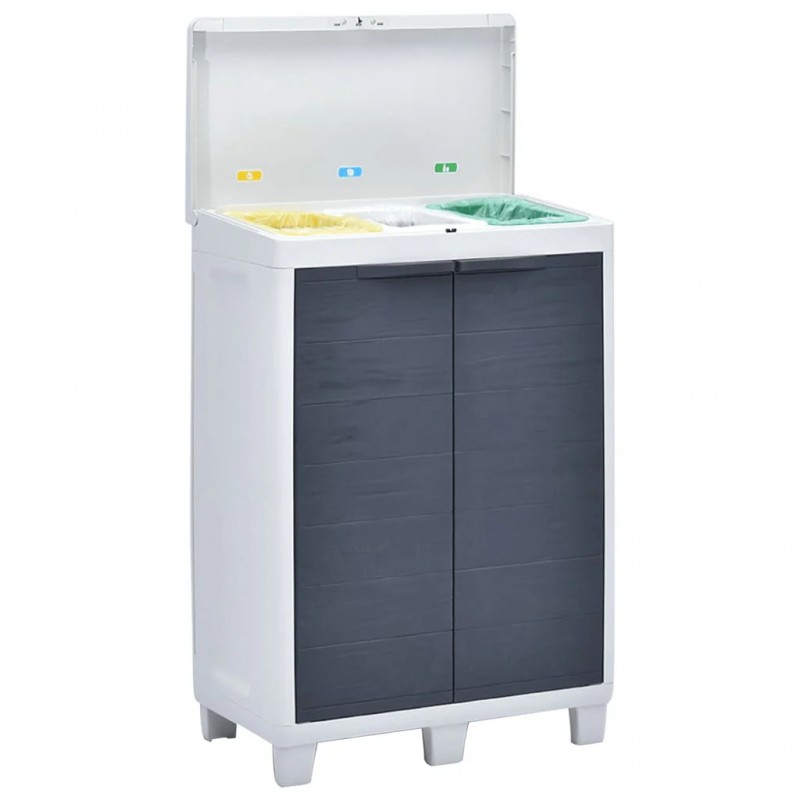 Garden Dustbin with 3 Bags Dark Grey 65x38x102 cm Garden Dustbin with 3 Bags Dark Grey 65x38x102 cm