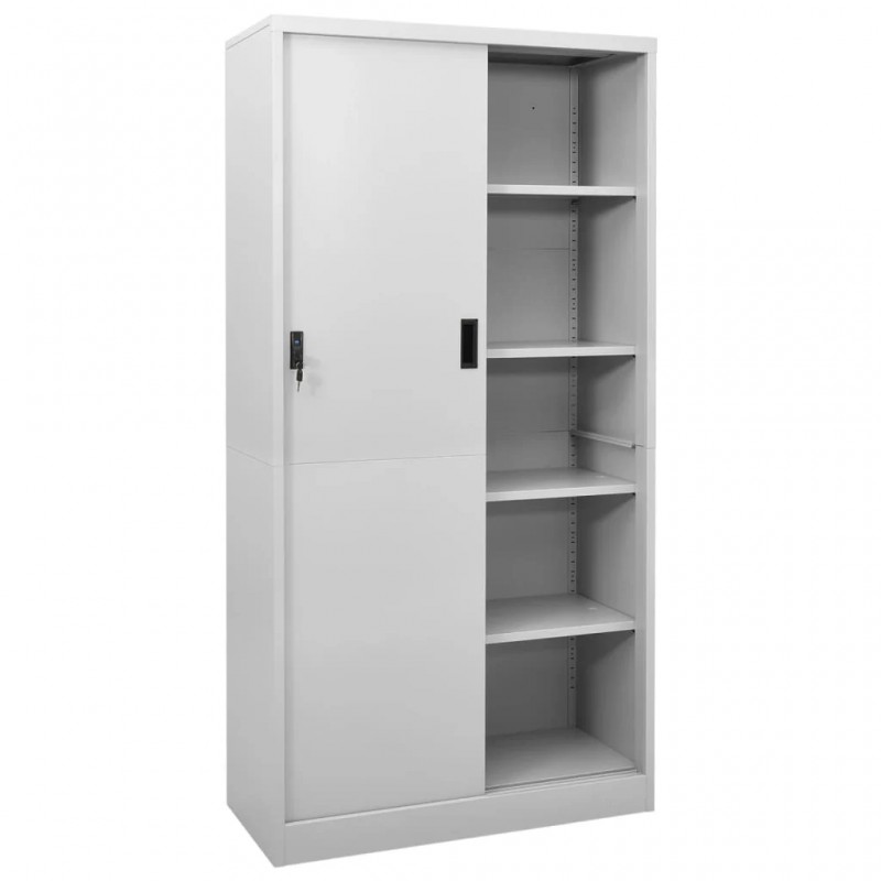 Office Cabinet with Sliding Door Light Grey 90x40x180 cm Steel Office Cabinet with Sliding Door Light Grey 90x40x180 cm Steel