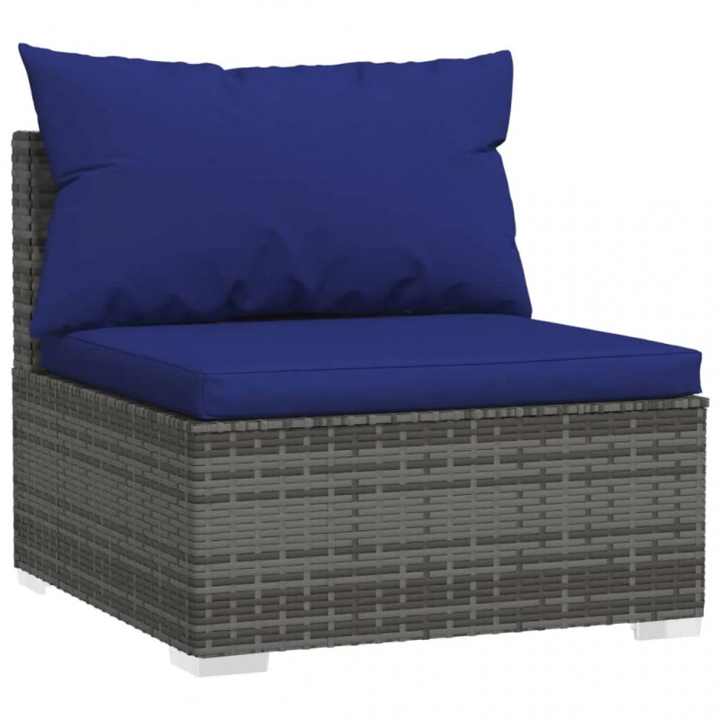 3-Seater Sofa with Cushions Grey Poly Rattan 3-Seater Sofa with Cushions Grey Poly Rattan