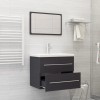 2 Piece Bathroom Furniture Set Grey Engineered Wood