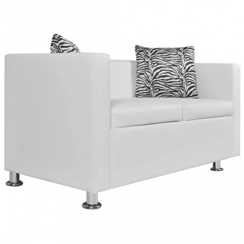 Sofa Set Artificial Leather 3-Seater and 2-Seater White Sofa Set Artificial Leather 3-Seater and 2-Seater White