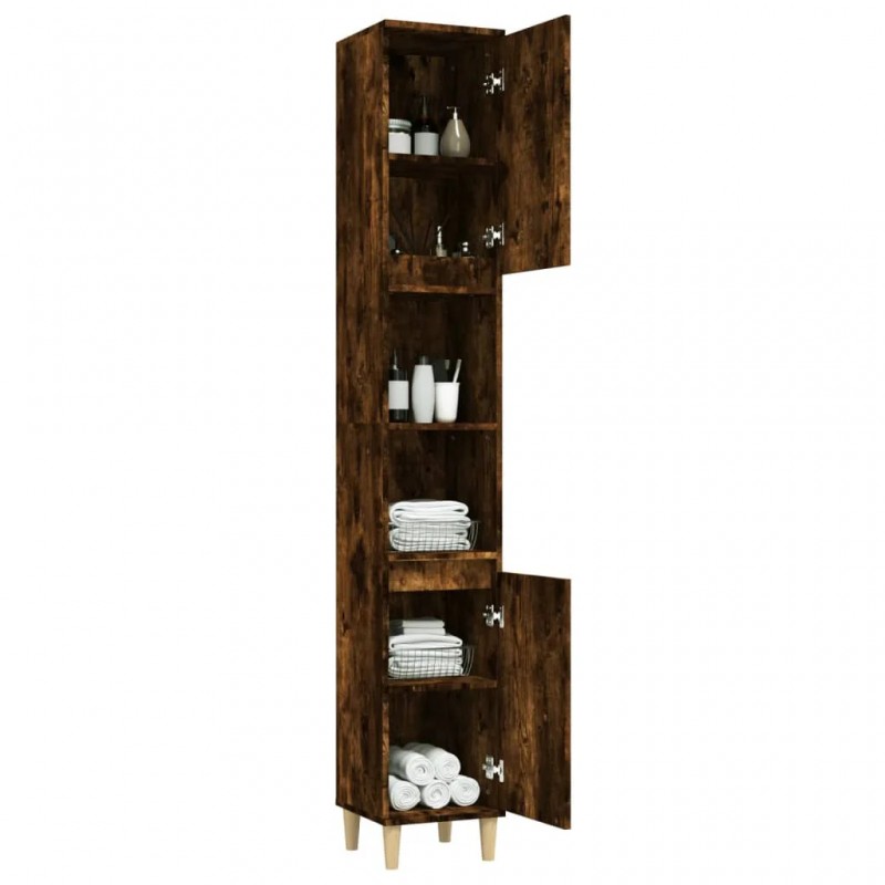 Bathroom Cabinet Smoked Oak 30x30x190 cm Engineered Wood Bathroom Cabinet Smoked Oak 30x30x190 cm Engineered Wood