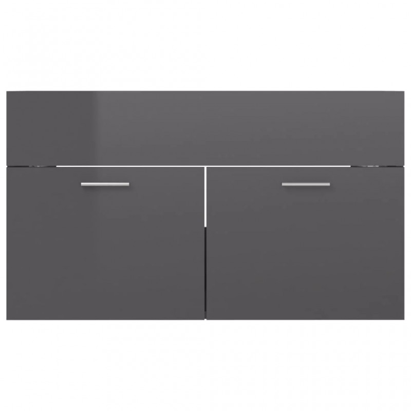2 Piece Bathroom Furniture Set High Gloss Grey Engineered Wood 2 Piece Bathroom Furniture Set High Gloss Grey Engineered Wood
