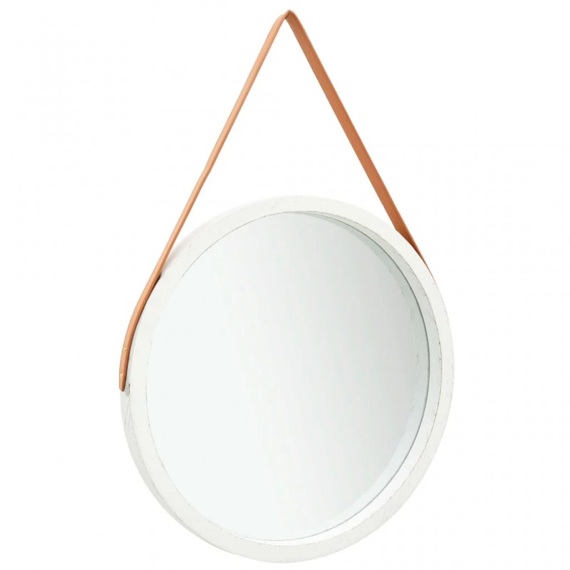 Wall Mirror with Strap 60 cm White Wall Mirror with Strap 60 cm White