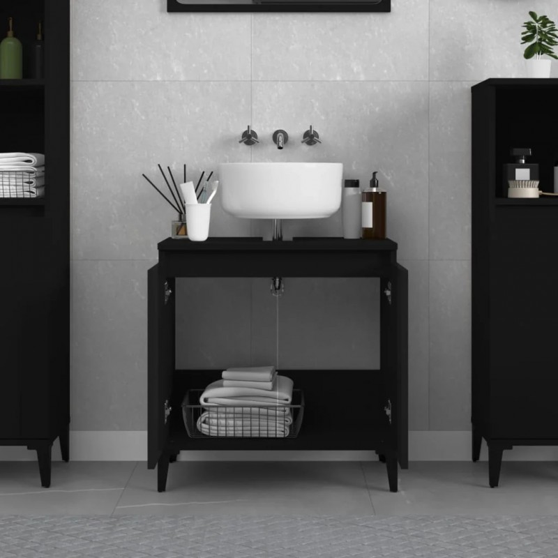 Sink Cabinet Black 58x33x60 cm Engineered Wood Sink Cabinet Black 58x33x60 cm Engineered Wood