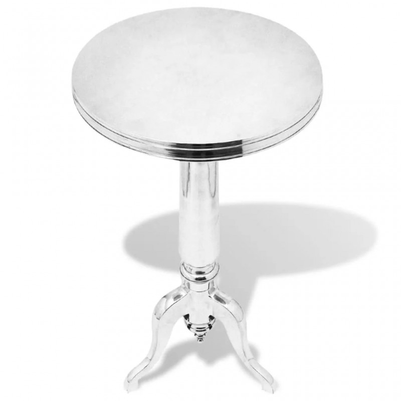 Side Table Round Aluminium Silver Side Table Round Aluminium Silver