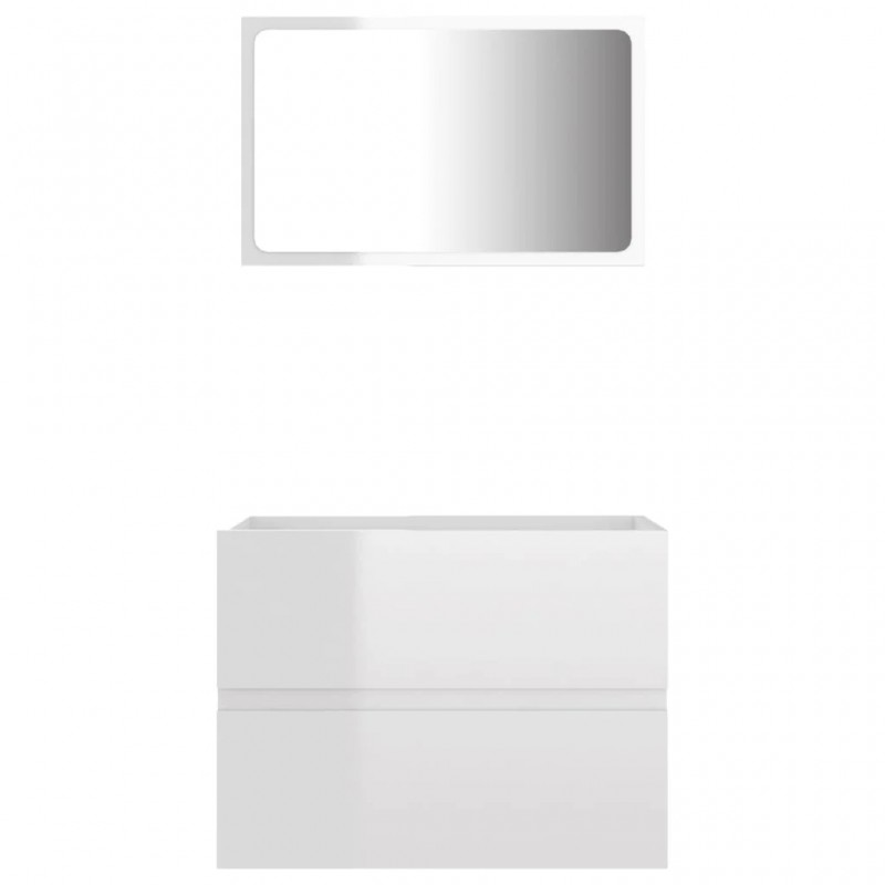 2 Piece Bathroom Furniture Set High Gloss White Engineered Wood 2 Piece Bathroom Furniture Set High Gloss White Engineered Wood