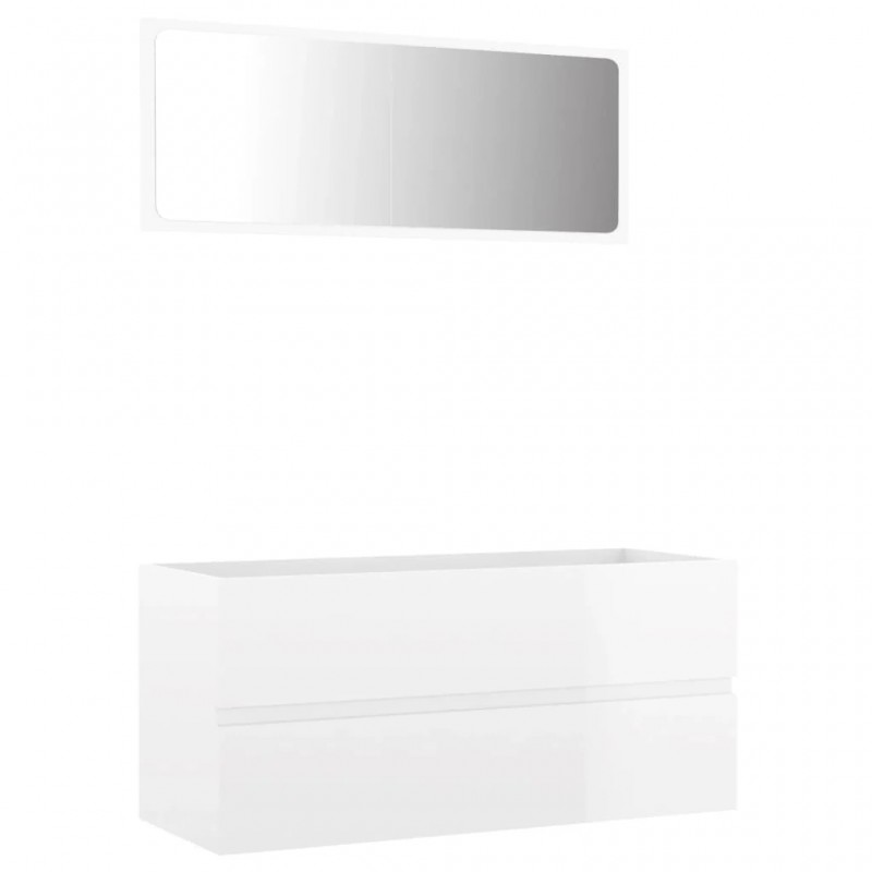 2 Piece Bathroom Furniture Set High Gloss White Engineered Wood 2 Piece Bathroom Furniture Set High Gloss White Engineered Wood