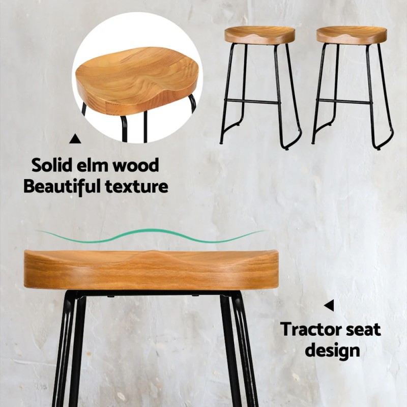 Artiss 4x Bar Stools Tractor Seat 65cm Wooden Artiss 4x Bar Stools Tractor Seat 65cm Wooden