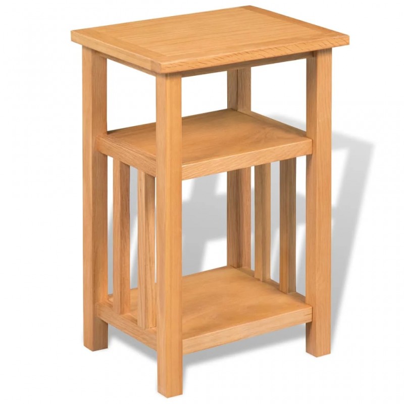 End Table with Magazine Shelf 27x35x55 cm Solid Oak Wood End Table with Magazine Shelf 27x35x55 cm Solid Oak Wood