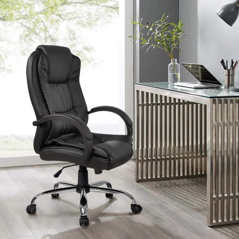 Artiss Executive Office Chair Leather Tilt Black Artiss Executive Office Chair Leather Tilt Black
