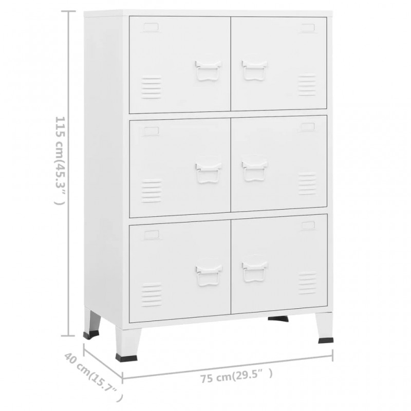 Industrial Storage Chest White 75x40x115 cm Metal Industrial Storage Chest White 75x40x115 cm Metal