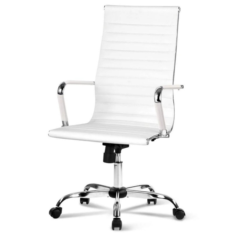 Artiss Office Chair Conference Chairs PU Leather High Back White
