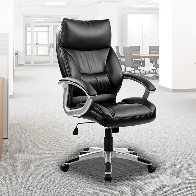 PU Leather Office Chair Executive Padded Black PU Leather Office Chair Executive Padded Black