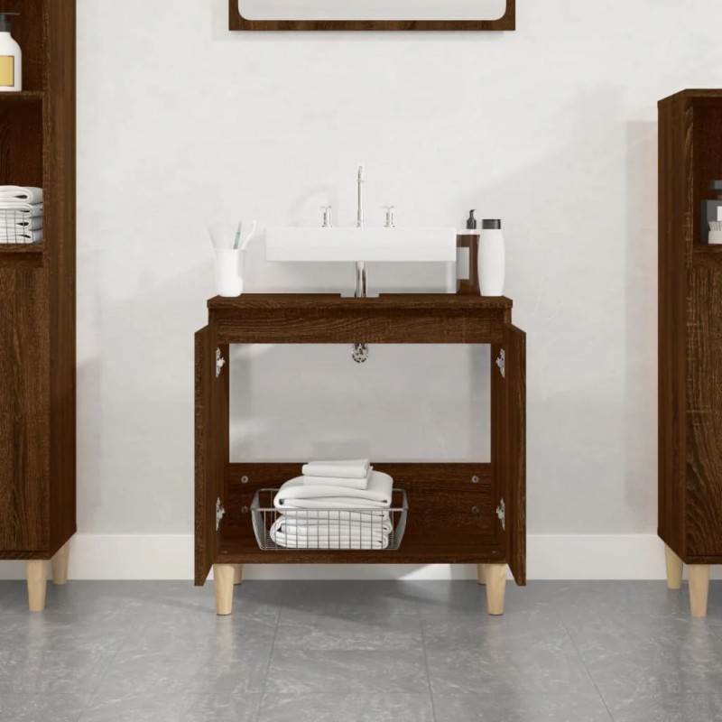 Sink Cabinet Brown Oak 58x33x60 cm Engineered Wood Sink Cabinet Brown Oak 58x33x60 cm Engineered Wood