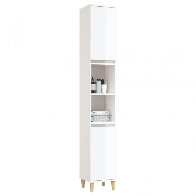 Bathroom Cabinet High Gloss White 30x30x190 cm Engineered Wood Bathroom Cabinet High Gloss White 30x30x190 cm Engineered Wood