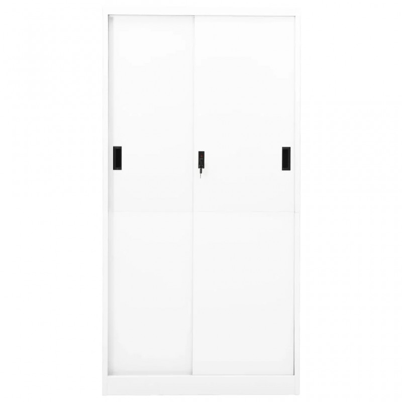 Office Cabinet with Sliding Door White 90x40x180 cm Steel Office Cabinet with Sliding Door White 90x40x180 cm Steel