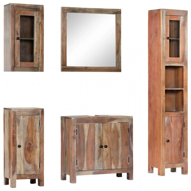 5 Piece Bathroom Set Solid Acacia Wood 5 Piece Bathroom Set Solid Acacia Wood