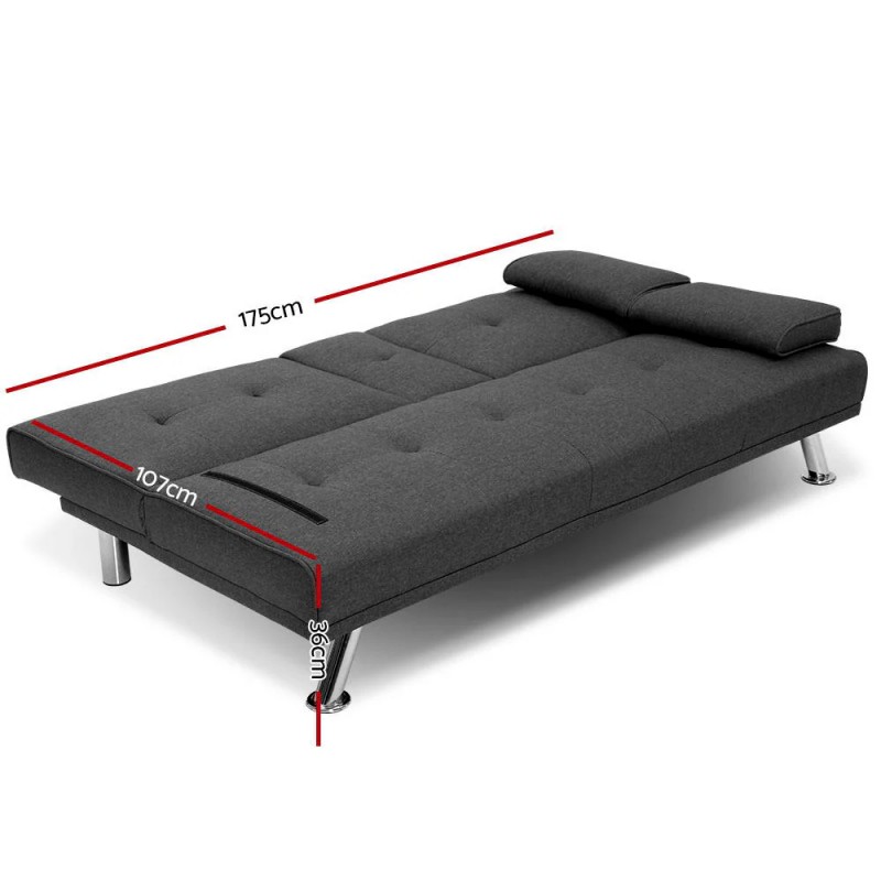 Artiss Sofa Bed 175CM Dark Grey Fabric Artiss Sofa Bed 175CM Dark Grey Fabric