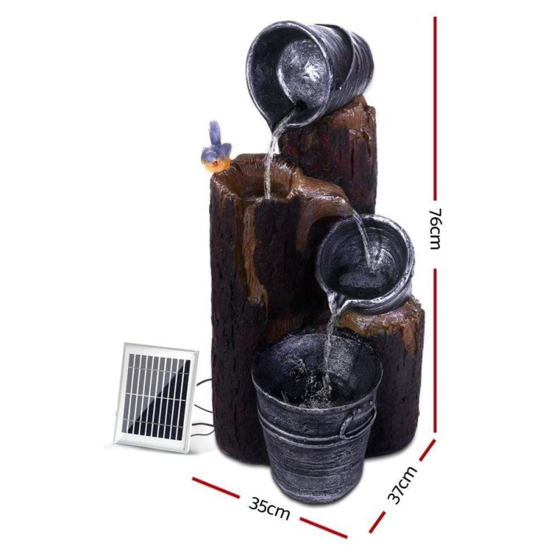 Gardeon Solar Water Feature with LED Lights 3-Tier Buckets 76cm Gardeon Solar Water Feature with LED Lights 3-Tier Buckets 76cm