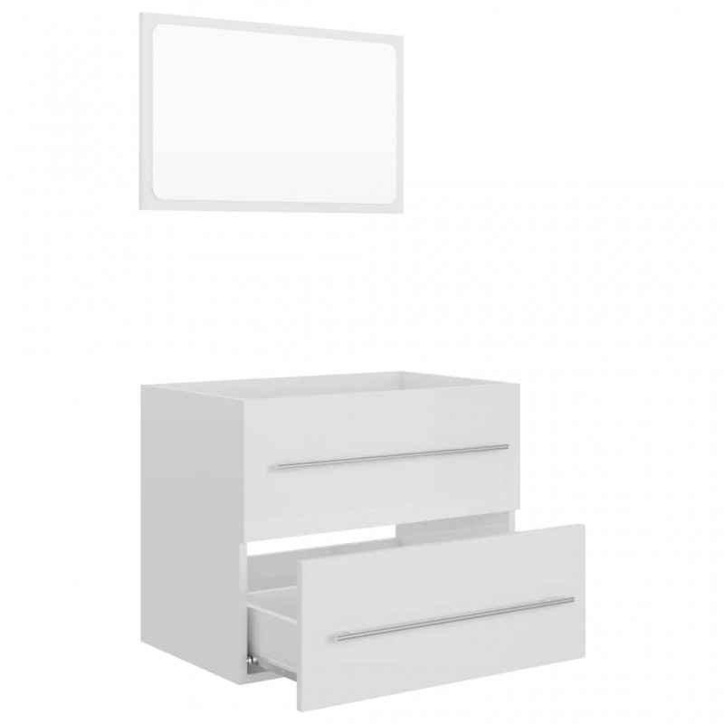 2 Piece Bathroom Furniture Set High Gloss White Engineered Wood 2 Piece Bathroom Furniture Set High Gloss White Engineered Wood
