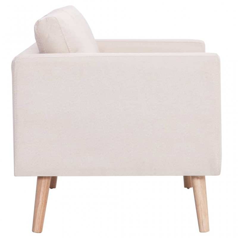 3-Seater Sofa Fabric Cream 3-Seater Sofa Fabric Cream