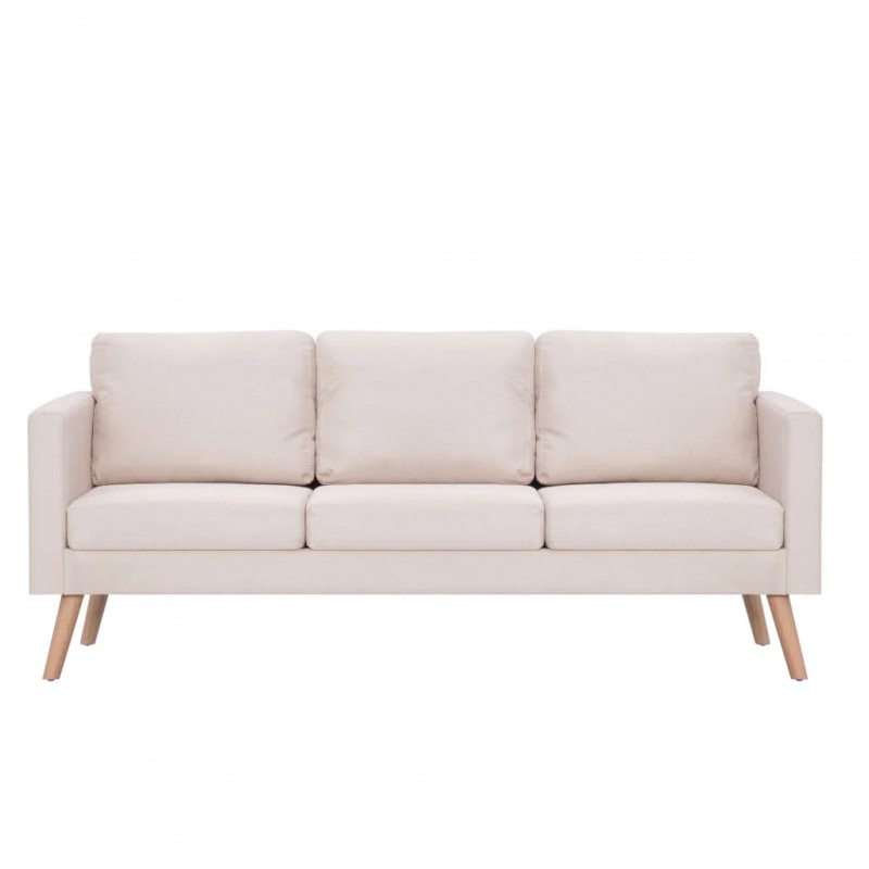 3-Seater Sofa Fabric Cream 3-Seater Sofa Fabric Cream
