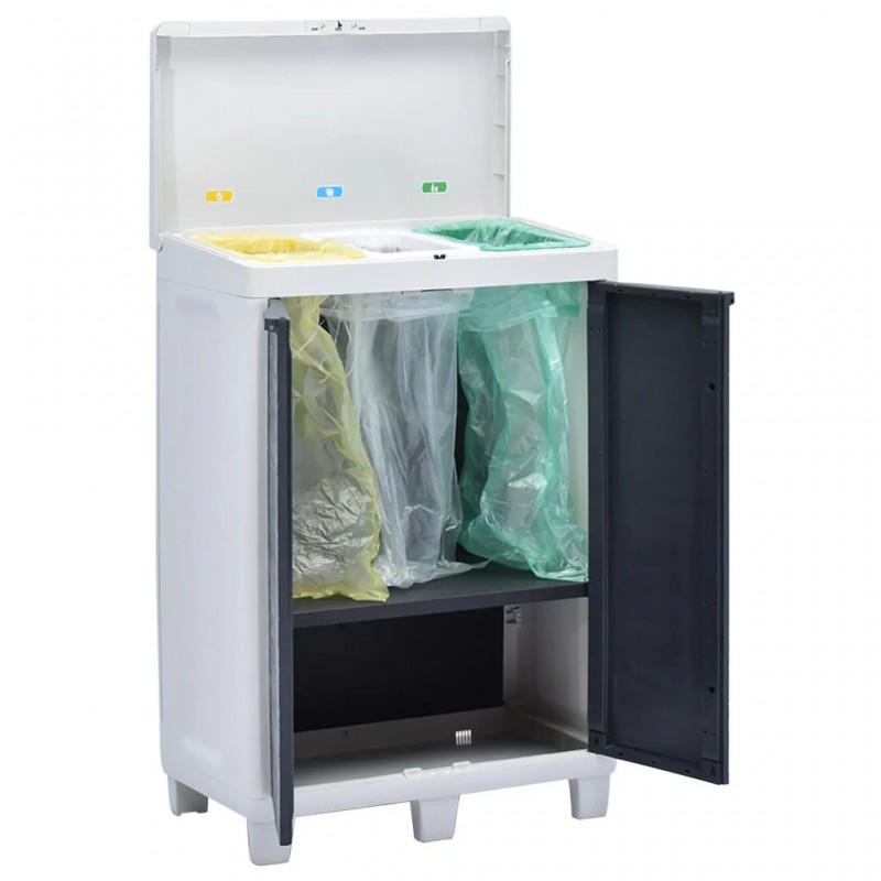 Garden Dustbin with 3 Bags Dark Grey 65x38x102 cm Garden Dustbin with 3 Bags Dark Grey 65x38x102 cm