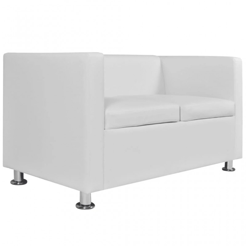 Sofa Set Artificial Leather 3-Seater and 2-Seater White Sofa Set Artificial Leather 3-Seater and 2-Seater White