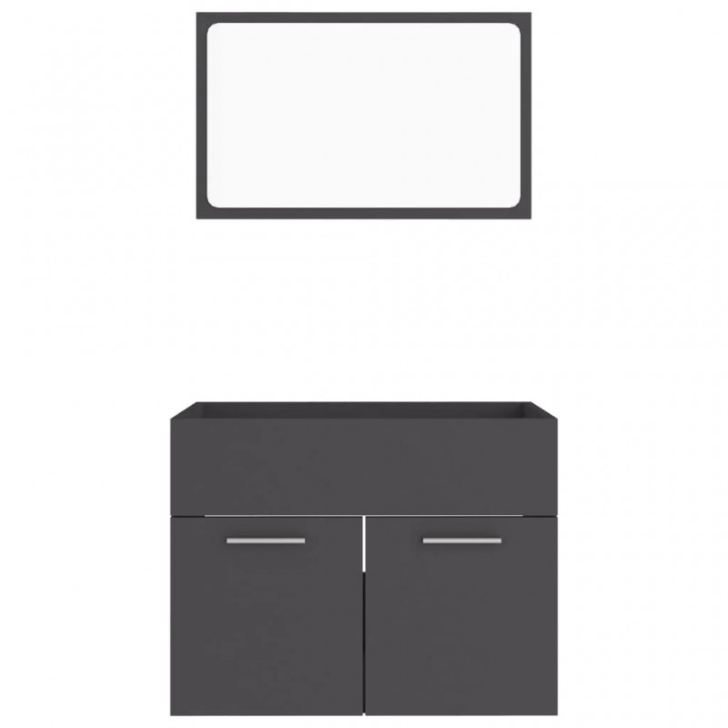 2 Piece Bathroom Furniture Set Grey Engineered Wood 2 Piece Bathroom Furniture Set Grey Engineered Wood