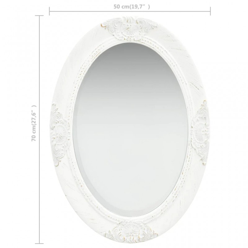 Wall Mirror Baroque Style 50x70 cm White Wall Mirror Baroque Style 50x70 cm White