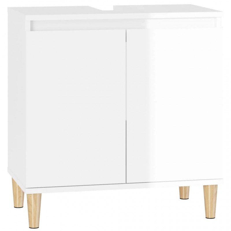 Sink Cabinet High Gloss White 58x33x60 cm Engineered Wood Sink Cabinet High Gloss White 58x33x60 cm Engineered Wood