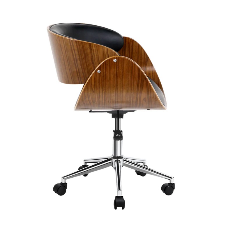 Artiss Wooden Office Chair Leather Seat Black Artiss Wooden Office Chair Leather Seat Black