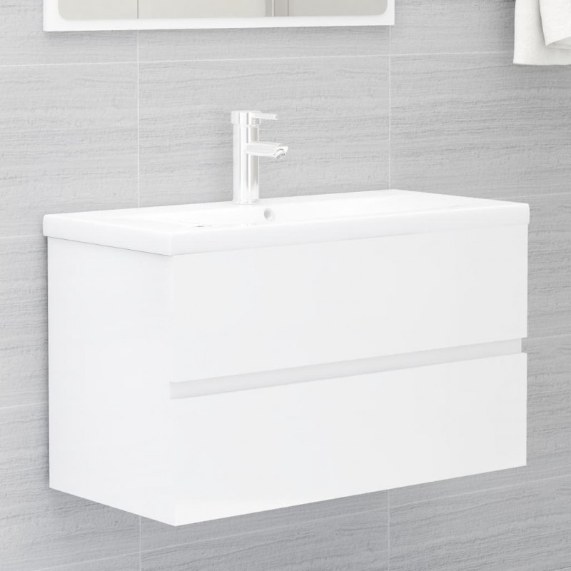 Bathroom Furniture Set High Gloss White Engineered Wood Bathroom Furniture Set High Gloss White Engineered Wood