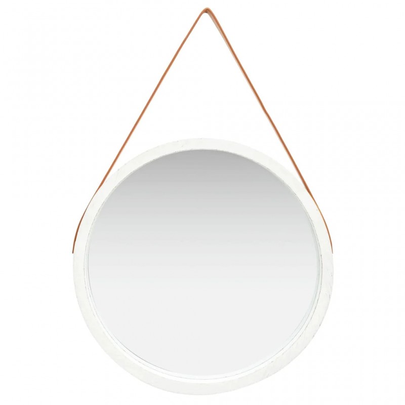 Wall Mirror with Strap 60 cm White